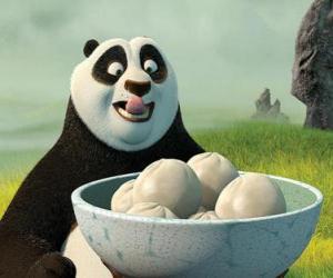 Puzle Kung Fu Panda quer comer alguns biscoitos feitos de arroz