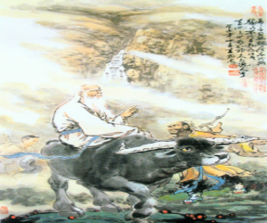 Puzle Laozi, Lao Tsé ou Lao-Tzu, filósofo da antiga China, figura central do Taoísmo, cavalgando um búfalo