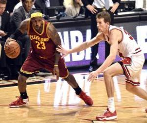 Puzle Lebron James jogando um jogo de basquete