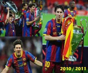 Puzle Leo Messi comemora o 2010-2011 da Liga dos Campeões