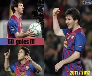 Puzle Leo Messi, maior artilheiro da história da liga espanhola, 2011-2012