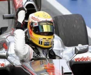 Puzle Lewis Hamilton celebra a vitória em Montreal, Canadá 2010 Grand Prix