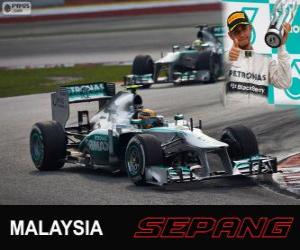 Puzle Lewis Hamilton - Mercedes - Grande Prêmio da Malásia 2013, 3º classificado
