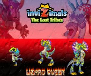 Puzle Lizard Queen, última evolução. Invizimals Tribos Perdidas. A Rainha dos répteis é bela e sábia