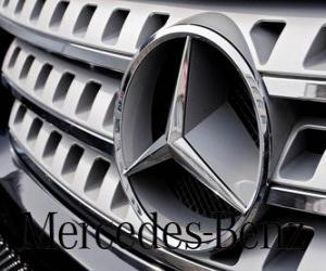 Puzle Logo da Mercedes, Mercedes-Benz, marca de veículos alemã. Estrela de três pontas da Mercedes