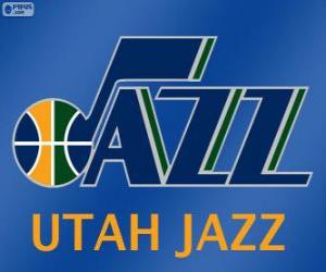 Puzle Logo Utah Jazz, equipe da NBA. Divisão Noroeste, Conferência Oeste