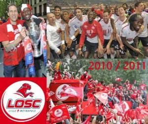 Puzle LOSC Lille, campeão da liga francesa de futebol, a Ligue 1 2010-2011