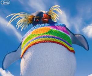 Puzle Lovelace, um pinguim estranho com um suéter de lã colorida, Happy Feet 2