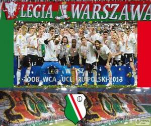 Puzle Légia Varsóvia, campeão Ekstraklasa 2012-2013, liga de futebol da Polônia