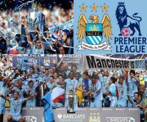 Puzle Manchester City, campeão da Premier League 2011-2012, liga de futebol da Inglaterra