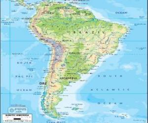 Puzle Mapa da América do Sul é um subcontinente que compreende a porção meridional da América