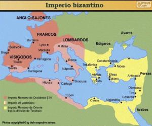 Puzle Mapa do império bizantino na Idade Média