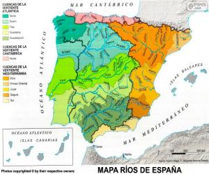 Puzle Mapa dos rios da Espanha