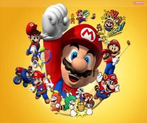 Puzle Mario o famoso encanador no mundo da Nintendo. Mario Bros