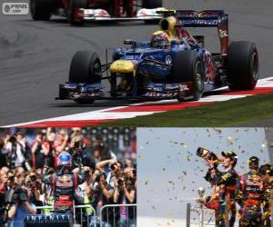 Puzle Mark Webber comemora sua vitória no grande prémio de Inglaterra 2012