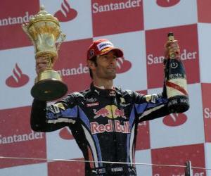 Puzle Mark Webber comemorou sua vitória em Silverstone, Grande Prêmio da Grã-Bretanha (2010)