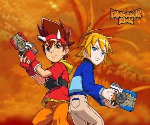 Puzle Max e Rex, dois dos protagonistas em Dinossauro Rei, Dinosaur King