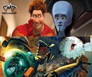 Puzle Megamente ou Megamind e Titan em uma luta