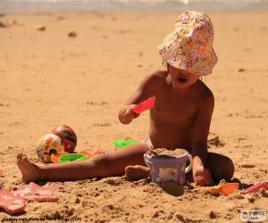 Puzle Menina brincando na praia