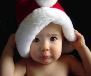 Puzle Menino com um chapéu de Santa Claus