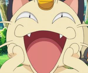 Puzle Meowth, um Pokemon muito brincalhão