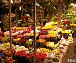 Puzle Mercado de flores, Amesterdão, Países Baixos