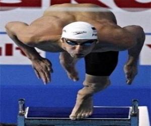 Puzle Michael Phelps por saltar para a piscina