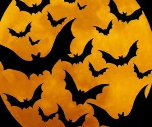 Puzle Morcegos para a celebração do Halloween