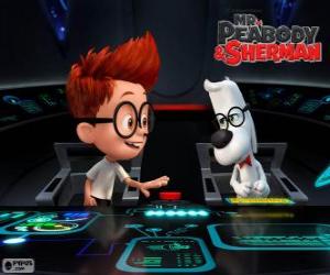 Puzle Mr. Peabody e Sherman em sua máquina do tempo