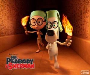 Puzle Mr. Peabody e Sherman em uma de suas aventuras no Egito