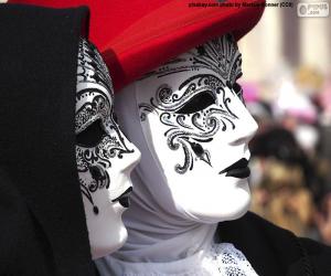 Puzle Máscaras clássicas brancas venezianas