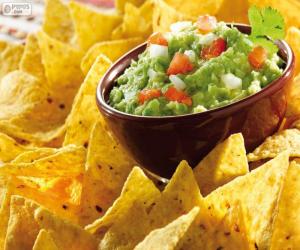 Puzle Nachos com guacamole