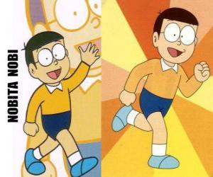 Puzle Nobita Nobi é o protagonista das aventuras junto com Doraemon