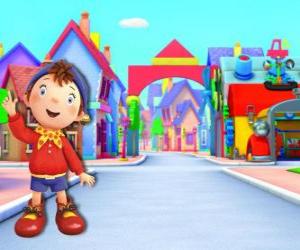 Puzle Noddy é uma criança feita de madeira que vive em uma pequena casa em Toyland, a cidade dos brinquedos