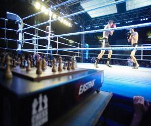 Puzle O boxe xadrez é um esporte híbrido que combina xadrez e boxe.