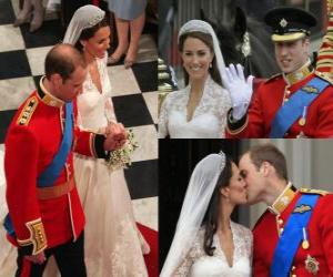 Puzle O Casamento Real entre o príncipe William e Kate Middleton, uma vez casados