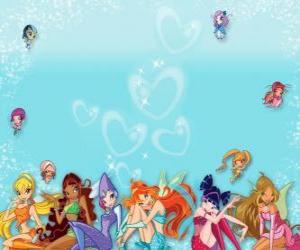 Puzle O Clube Winx reúne pixies sua fada ou mini