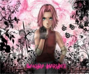 Puzle O ninja Haruno Sakura é a única mulher na equipe do Grupo 7