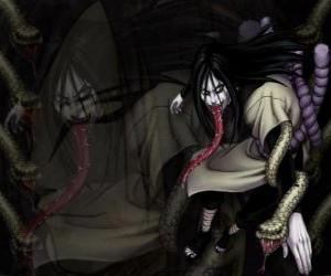 Puzle O ninja Orochimaru com cobras, como parte de seu corpo depois de várias modificações