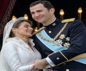 Puzle O príncipe Felipe e da princesa Letizia na dança de gala em atitude amorosa