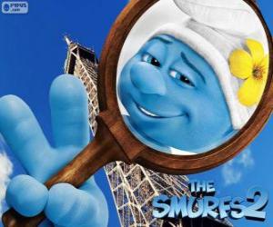 Puzle O Smurf Vaidoso, um dos smurfs em aventuras em Paris