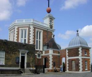Puzle Observatório Real de Greenwich, observatório astronômico localizado no Instituto de Astronomia da Universidade de Cambridge, no Reino Unido. A localização do primer meridiano terrestre