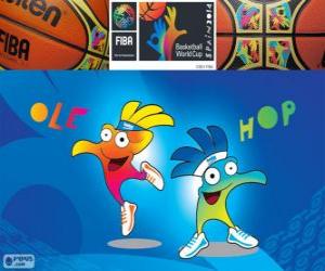 Puzle Ole e Hop, mascotes do Campeonato Mundial de Basquetebol de 2014