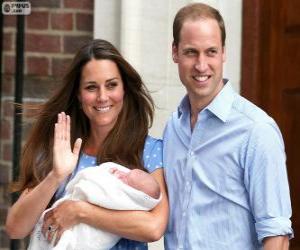 Puzle Os príncipes William e Kate e seu filho