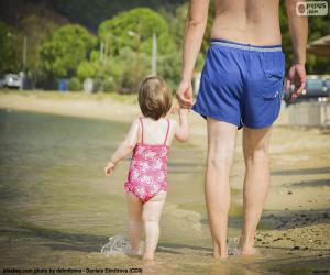 Puzle Pai e filha na praia