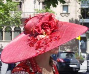 Puzle Pamela vermelho, são muito abas largas chapéus usados por mulheres