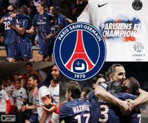 Puzle Paris Saint Germain, PSG, campeão Ligue 1 2012-2013, liga de futebol da França