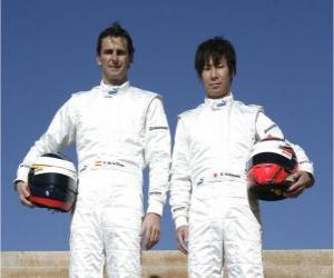 Puzle Pedro Martinez de la Rosa e Kamui Kobayashi, piloto da BMW Sauber F1 Team