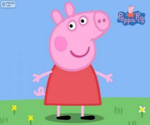 Puzle Peppa Pig com um vestido vermelho