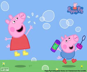 Puzle Peppa Pig e bolhas de sabão